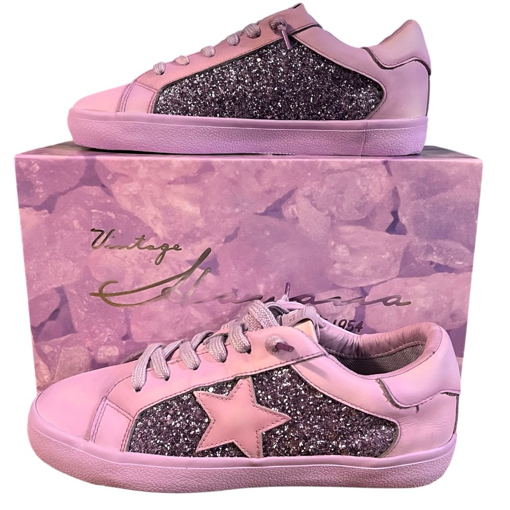 Vintage Havana Alexis Glitter Lace Up Sneakers Purple 8